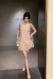 Fashion Pink Sequin Tulle Design A-line Sleeveless Strapless Homecoming Dress HZ1024