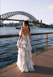 Simple Fashion 3D Flower Halter Dress Design A-line Tulle Women Tiered Dress HZ1024