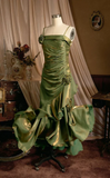 Elegant 3D Flower Satin Prom Dress Mermaid Evening Gown Party Dress Spaghetti Strap Formal Dress HZ1024