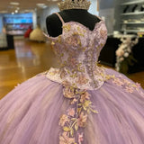 Elegant Applique Beaded Spaghetti Strap Sweet 16 Quinceanera A-Line Tulle Floor-length Prom Dress Birthday Dress Evening Dress Ball Gown HZ1024