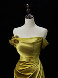 Elegant Satin Mermaid Evening Gown Strapless 3D Flowers Party Dress Long Formal Dress HZ1024