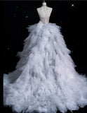 Vintage Sparkling Beaded Mermaid Design Strapless Princess Wedding Dress HZ1024