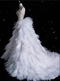 Vintage Sparkling Beaded Mermaid Design Strapless Princess Wedding Dress HZ1024