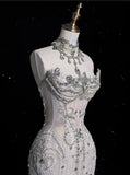 Vintage Sparkling Beaded Mermaid Design Strapless Princess Wedding Dress HZ1024