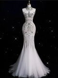 Vintage Sparkling Beaded Mermaid Design Strapless Princess Wedding Dress HZ1024