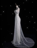 Elegant Sparkling Sequin Mermaid Design Off-the-shoulder Princess Wedding Dress HZ1024