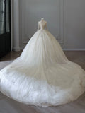 Vintage Sparkling Beaded Ball Gown Design A-Line Long-sleeved Princess Wedding Dress HZ1024
