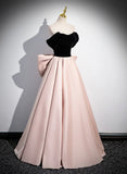 Off Shoulder A-line Pink Formal Dress Evening Dress, Pink Long Prom Dress HZ1024