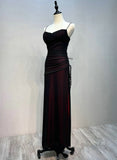 Black and Red Straps Long Evening Dreess, Black and Red Formal Dress Prom Dress HZ1024