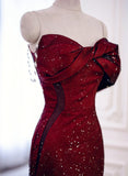 Elegant Black And Red Sweetheart Mermaid Long Prom Dress, Black And Red Evening Dress HZ1024