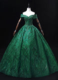 Ball Gown Sweetheart Tulle Floor Length Party Dress, Green Long Prom Dress Formal Gown HZ1024