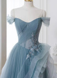 Blue Sweetheart Tulle Layers Long Formal Dress, Blue Long Party Dress Prom Dress HZ1024
