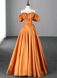 Off Shoulder Satin Sweetheart Lace-up Party Dress, Satin Simple Evening Dress Prom Dress HZ1024