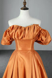 Off Shoulder Satin Sweetheart Lace-up Party Dress, Satin Simple Evening Dress Prom Dress HZ1024