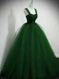 Green Sweetheart Lovely Off Shoulder Party Dress, Green Tulle Long Sweet 16 Dress HZ1024