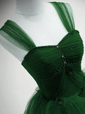 Green Sweetheart Lovely Off Shoulder Party Dress, Green Tulle Long Sweet 16 Dress HZ1024