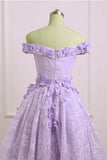 Light Purple High Low Lace Party Dress, High Low Short Prom Dress Homecoming Dress HZ1024