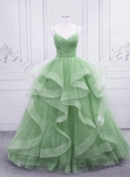 Light Green Tulle Long Formal Dress Party Dress, Green Layers Floor Length Formal Dress HZ1024