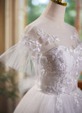 Cute White Tulle with Lace Short Party Dress, White Graduation Dress HZ1024