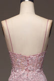 Glitter Blush Mermaid Spaghetti Straps Long Prom Dress with Beading HZ1024