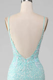 Sequins Light Green Sparkly Mermaid Prom Dress with Slit HZ1024