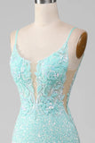 Sequins Light Green Sparkly Mermaid Prom Dress with Slit HZ1024