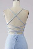 Light Blue Sparkly Mermaid Prom Dress with Slit HZ1024
