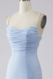 Light Blue Sparkly Mermaid Prom Dress with Slit HZ1024