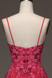 Spaghetti Straps A Line Red Prom Dress with Appliques HZ1024