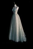 Beautiful A line Sage Green Long Tulle Prom Dress HZ1024