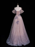 Pretty Pink Tulle A-Line Sleeveless Evening Dresses HZ1024