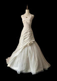 White Irregular Satin Neckline A-Line Long Evening Gowns HZ1024