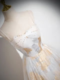 Beautiful Spaghetti Strap Floor Length Prom Dress, A-Line Floral Pattern Evening Party Dress HZ1024