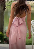 Elegant Pink Mermaid Neckline Backless Long Prom Dresses HZ1024