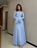 Pink Mermaid Long Sleeve Ruffle Maxi Ball Gown HZ1024