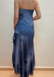Blue A-Line Strapless Lace Applique Ball Gown HZ1024