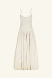 Beige Elegant Spaghetti Strap Midi Bubble Dress HZ1024