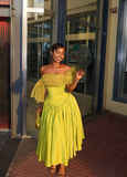 Chic Green A-Line Off-Shoulder Tulle Satin Ankle-Length Gown HZ1024