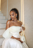 Chic Green A-Line Off-Shoulder Tulle Satin Ankle-Length Gown HZ1024