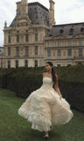 Ivory A-line Tulle Layered Pleated Princess Ball Gown Evening Dress HZ1024