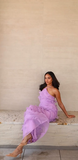 Soft Chiffon Halter Neck Off Shoulder Sleeveless Tiered Ruffle Length Ankle Ball Gown Evening Dress HZ1024
