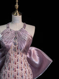Chic Mermaid Off-shoulder Satin Bow Sequined Tulle Floor-length Ball Gown Evening Dress HZ1024