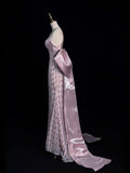 Chic Mermaid Off-shoulder Satin Bow Sequined Tulle Floor-length Ball Gown Evening Dress HZ1024