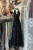 Charming Black Halter V Neck Ball Gown Evening Dress HZ1024