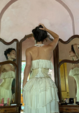 Elegant Ivory Strapless A-Line Tulle Evening Gown Wedding Dress HZ1024