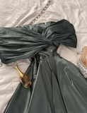 Elegant Grey A-line Off-shoulder Simple Ball Gown Evening Dress HZ1024