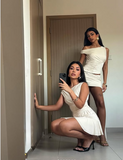 Sexy Ivory One Shoulder A-Line Mini Party Dress Homecoming Dress HZ1024