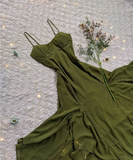 Soft Classic Strapless Sleeveless A-Line Green Beaded Chiffon Ball Gown Evening Dress HZ1024