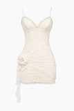 Sexy Lace Suspender Ivory V-Neck Bodycon Short Prom Dress Party Dress HZ1024