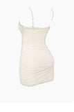 Sexy Lace Suspender Ivory V-Neck Bodycon Short Prom Dress Party Dress HZ1024